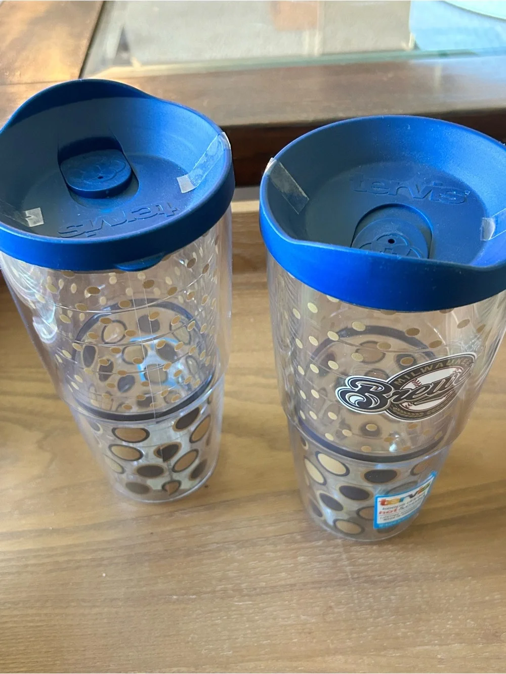 tervis Milwaukee Brewers Gold and Navy Dot 24oz Tumbler Set of 2 With Lids - Picture 8 of 10